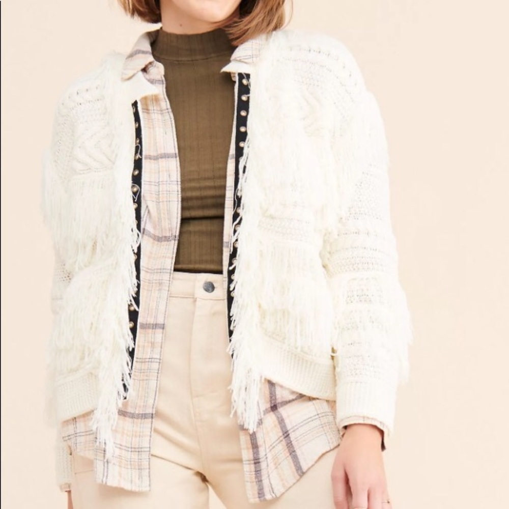 NWT Anthropologie boho cream cardigan in size XS/S